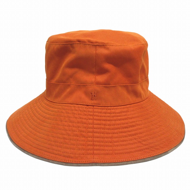 HERMESオレンジ レザー バケットハット HERMESオレンジ レザー バケットハット