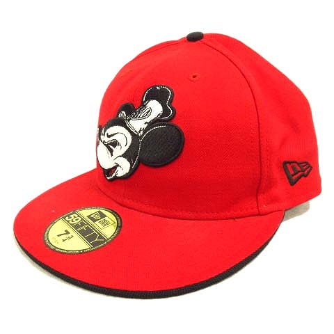 ニューエラ New Era ディズニー Disney Bloc28 ミッキーマウス 刺繍 ストレート キャップ 帽子 野球帽 61 5cm レッド ブラック メンズ 12 メンズ 026 ベクトルパーク