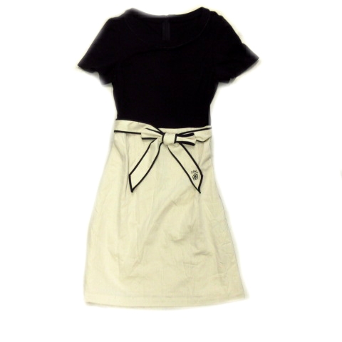 クレイサス Clathas ワンピース カットソー パイピング ロゴ 刺繍 ベルト 38 黒 ブラック ベージュ レディース １ 026 ベクトルパーク