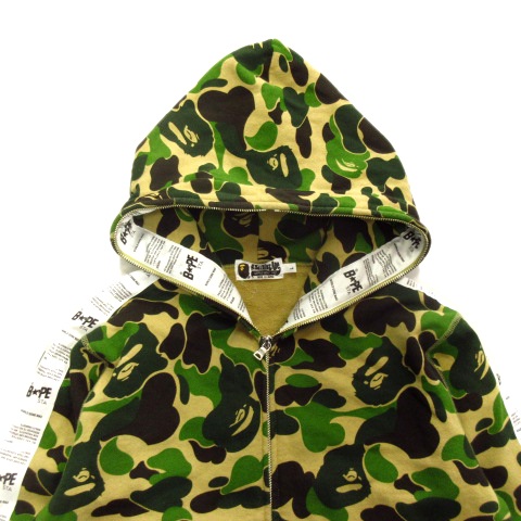 アベイシングエイプ A Bathing Ape サルカモ 裏起毛カモフラ柄ジップアップパーカー ジャケット スウェット カットソー ロゴ 迷彩 001zpfx L 緑 グリーン メンズ 026 ベクトルパーク
