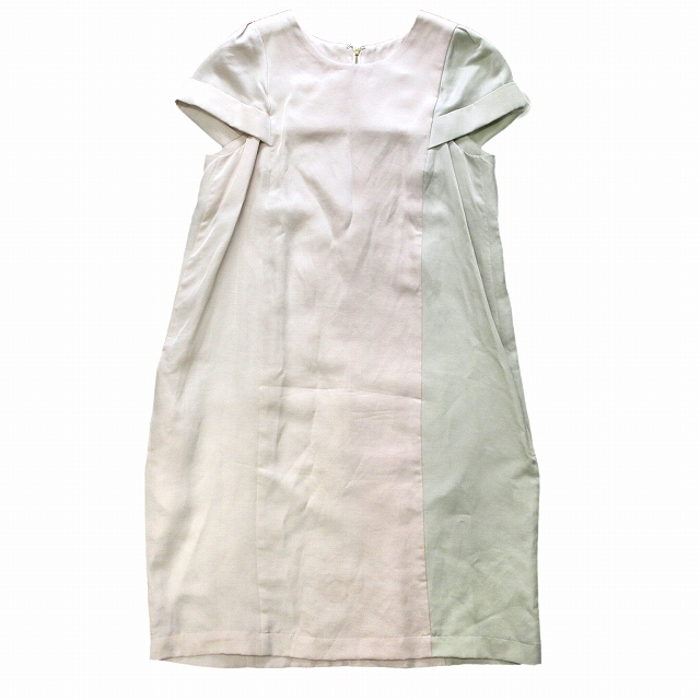 ウジョー Ujoh バイカラー ワンピース ドレス 半袖 リネンブレンド Ud D04 501 サイズ2 ピンク ライトグレー レディース 026 ベクトルパーク