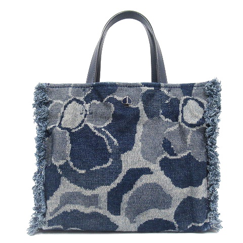 美品 ケイトスペード KATE SPADE SAM DENIM MEDIUM SATCHEL フラワー  