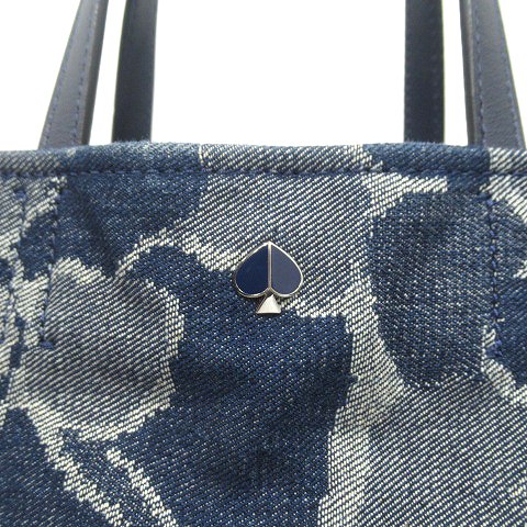 美品 ケイトスペード KATE SPADE SAM DENIM MEDIUM SATCHEL フラワー  