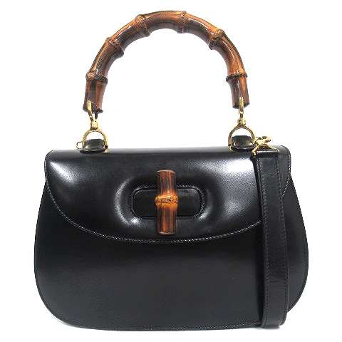 美品 オールドグッチ OLD GUCCI カーフレザー バンブー 2way 