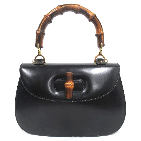 美品 オールドグッチ OLD GUCCI カーフレザー バンブー 2way  