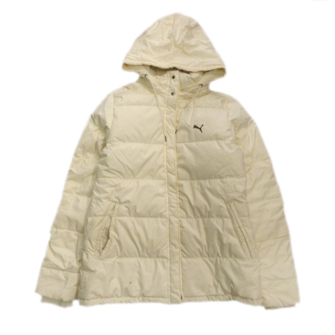 プーマ Puma ダウン ジャケット ブルゾン フード ロゴ 刺繍 S 白 オフホワイト レディース ３ 026 ベクトルパーク