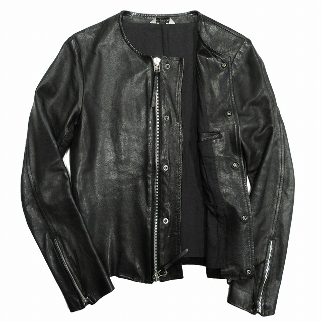 美品 ベッドフォード Bed J W Ford ディアスキン ノーカラー レザー ジャケット ブルゾン 鹿革 0 黒 ブラック メンズ ４ 026 ベクトルパーク