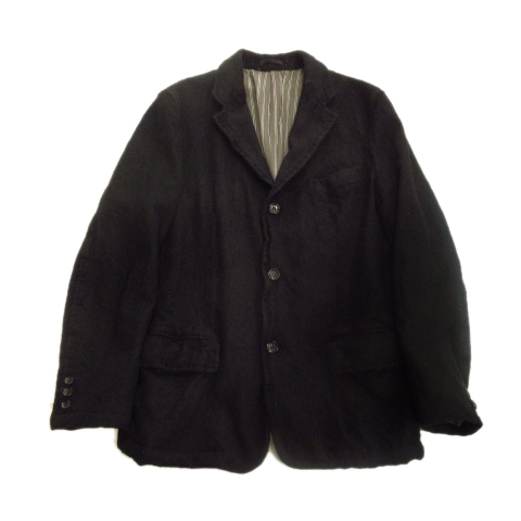 05AW コムデギャルソンオム COMME des GARCONS HOMME ウール縮絨 テーラード ジャケット ブレザー 無地 3B アーカイブ L 黒 ブラック メンズ 大人気再入荷 GARCONSレーステーラードジャケット des COMME BLACK テーラードジャケット