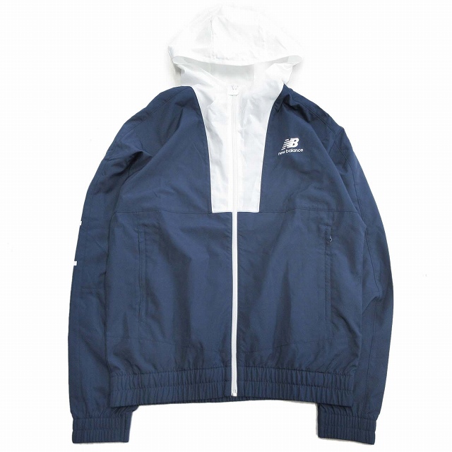 美品 ss ニューバランス New Balance アスレチックス フルジップ ウインドブレーカー ジャケット ブルゾン アウター Mj S ホワイト ネイビー メンズ 026 ベクトルパーク