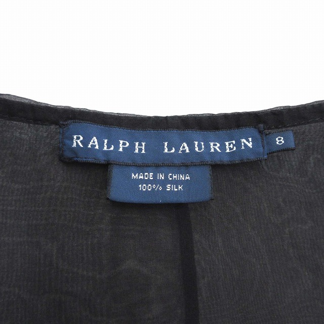 美品 ラルフローレン RALPH LAUREN シルク フリルカラー シアー 美品 ラルフローレン RALPH LAUREN シルク フリルカラー シアー