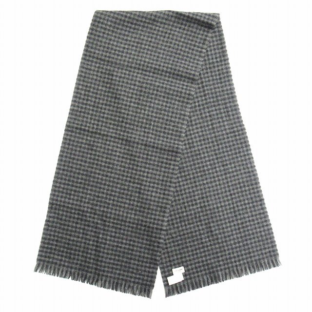 美品 14aw サンローラン パリ Saint Laurent Paris By Hedi Slimane エディ期 チェック ウール マフラー ストール アーカイブ ランウェイ着用アイテム グレー 黒 ブラック メンズ レディース ４ 026 ベクトルパーク