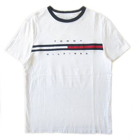 トミーヒルフィガー Tommy Hilfiger ロゴ 刺繍 Tシャツ カットソー 半袖 丸首 サイズm 白 ホワイト メンズ 026 ベクトルパーク