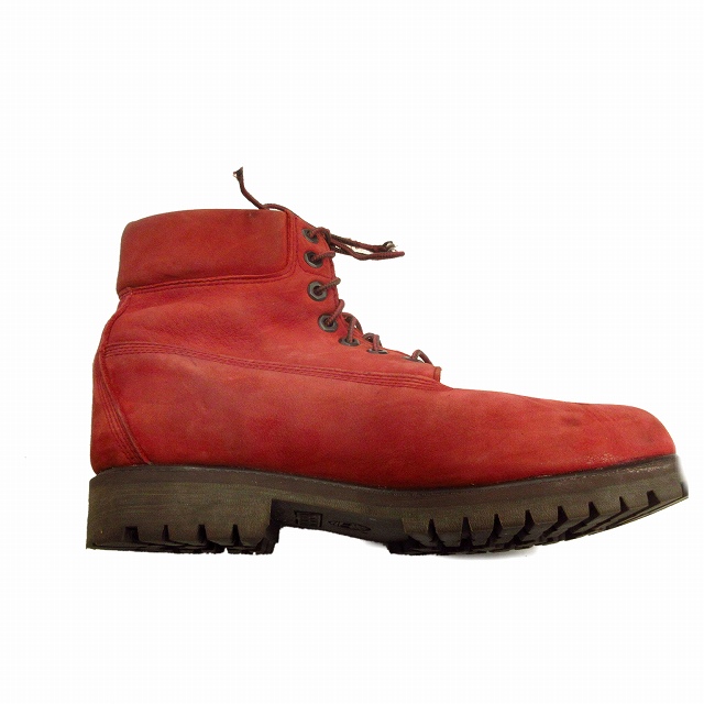 ティンバーランド Timberland ヌバックレザー ショート ブーツ シューズ 靴 スニーカー ハイカット 4w 27 5cm 赤 レッド メンズ ７ 超人気
