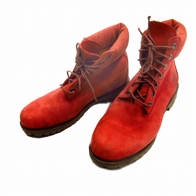 ティンバーランド Timberland ヌバックレザー ショート ブーツ シューズ 靴 スニーカー ハイカット 4w 27 5cm 赤 レッド メンズ ７ 超人気