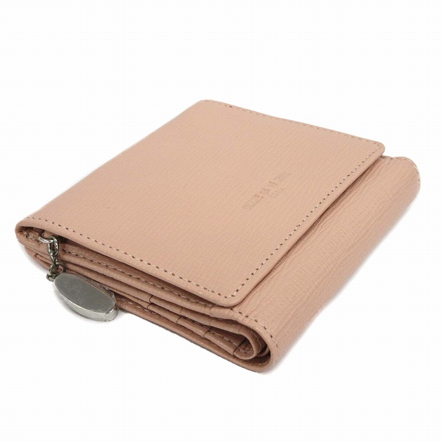 美品 コムサデモード Comme Ca Du Mode レザー 二つ折り 財布 コンパクトウォレット 小銭入れ ロゴ ピンク シルバー レディース ８ レディース 026 ベクトルパーク