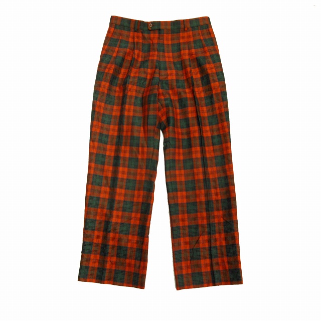 美品 クリスチャンディオール ムッシュ スポーツ Christian Dior MONSIEUR SPORTS 90's ウール グレンチェック パンツ スラックス ゴルフウェア オールド ビンテージ 2タック P3 レッド グリーン メンズ▲7※