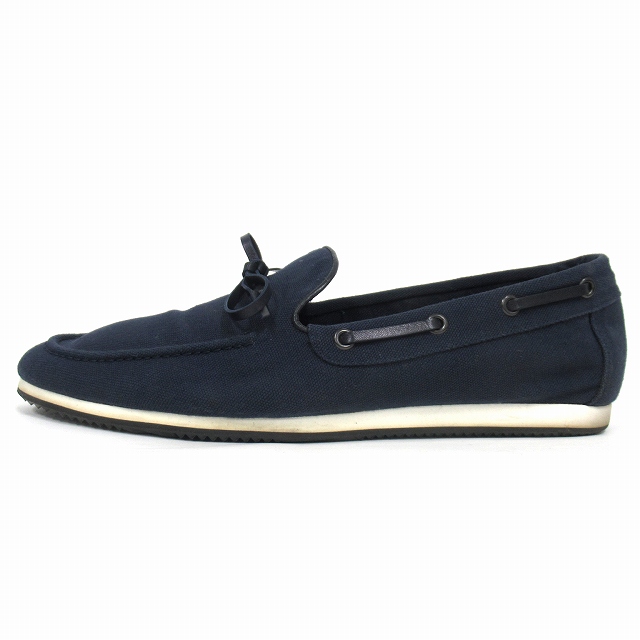 エルメス Hermes キャンバス デッキシューズ ローファー スリッポン 靴 サイズ43 約27cm 紺 ネイビー メンズ 026 ベクトルパーク
