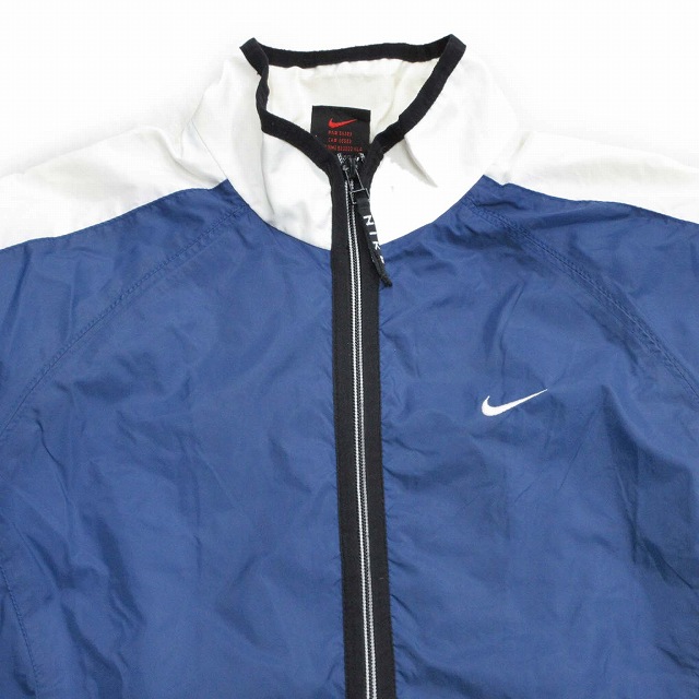 NIKEナイキナイロントラックジャケットブルゾン青ブルー白ホワイト刺繍ビックロゴ 96年製 NIKE 