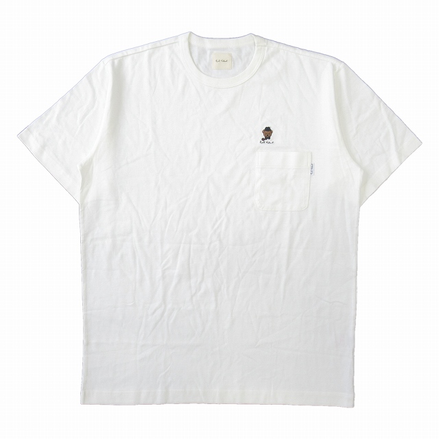 カールヘルム Karl Helmut くま ベア ロゴ 刺繍 プリント ポケット Tシャツ カットソー 半袖 丸首 P035lual28 サイズl 白 ホワイト メンズ 026 ベクトルパーク