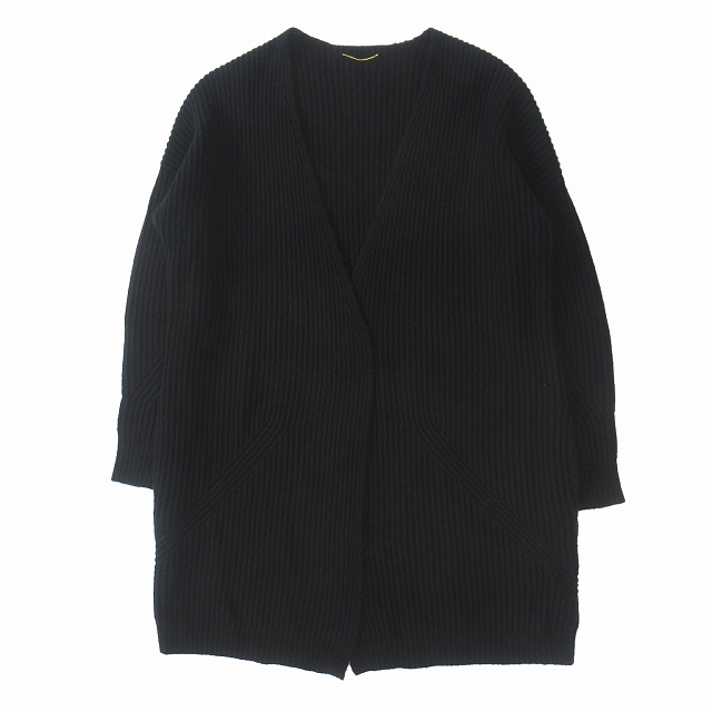 15AW ドゥーズィエムクラス DEUXIEME CLASSE カシミヤ混 ニット カーディガン カットソー 長袖 羽織り 15-080-500-7240-3-0 黒 ブラック レディース ※