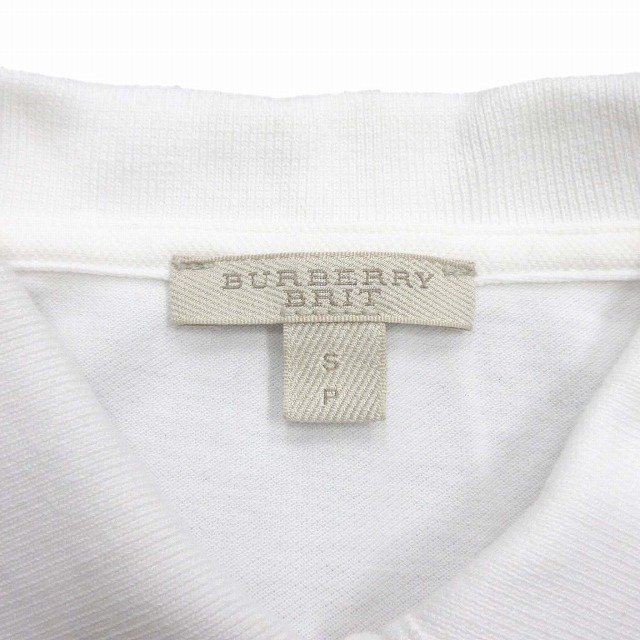 【美品】BURBERRY LONDON バーバリー 丸襟 半袖 ポロシャツ 白 美品】BURBERRY LONDON バーバリー 丸襟 半袖 ポロシャツ 白