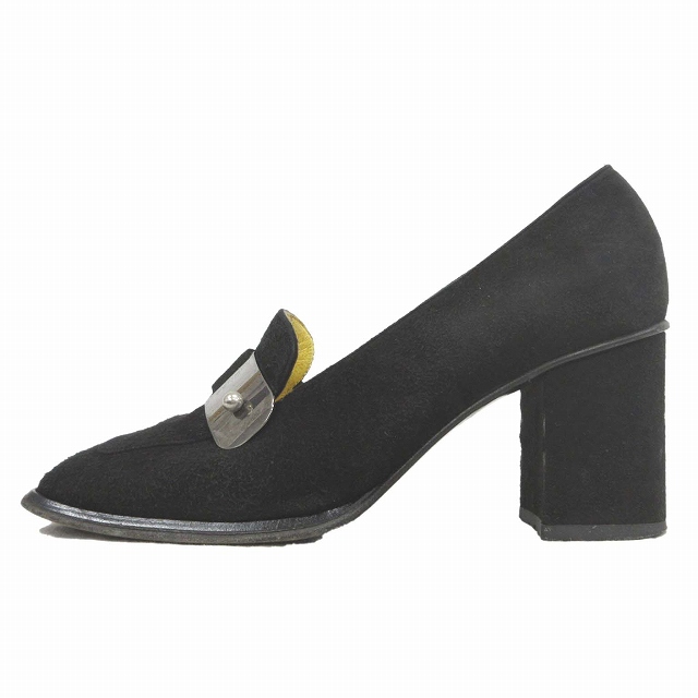 フェンディ FENDI スエード レザー ローファー パンプス チャンキー  