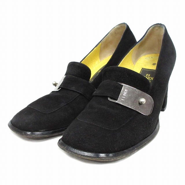 フェンディ FENDI スエード レザー ローファー パンプス チャンキー  