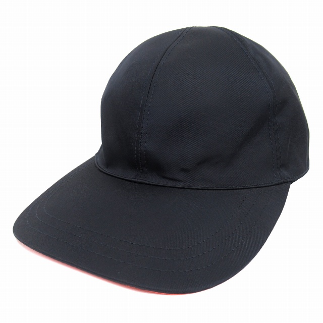 極美品 18SS プラダ PRADA 018 ラバーロゴ ベースボールキャップ 帽子 