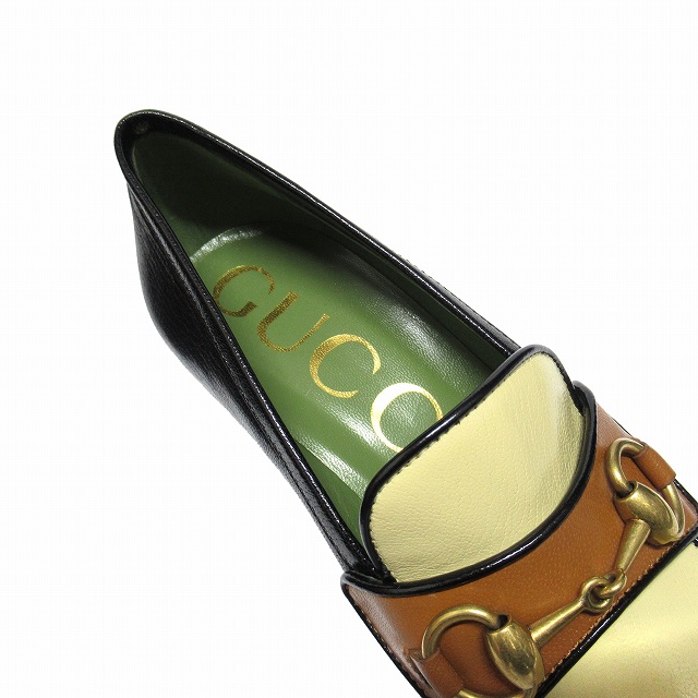 未使用品 19ss グッチ GUCCI ホースビットヒール ローファー レザー