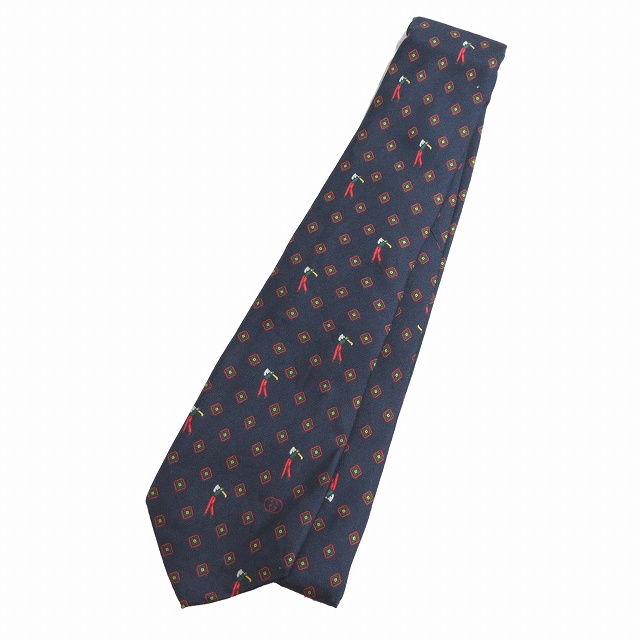 未使用品 オールド グッチ OLD GUCCI シルク ゴルフ 総柄 ネクタイ 