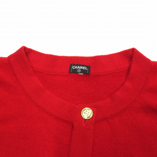 美品 シャネル vintage CHANEL クアトロクローバー 金ボタン カシミヤ 