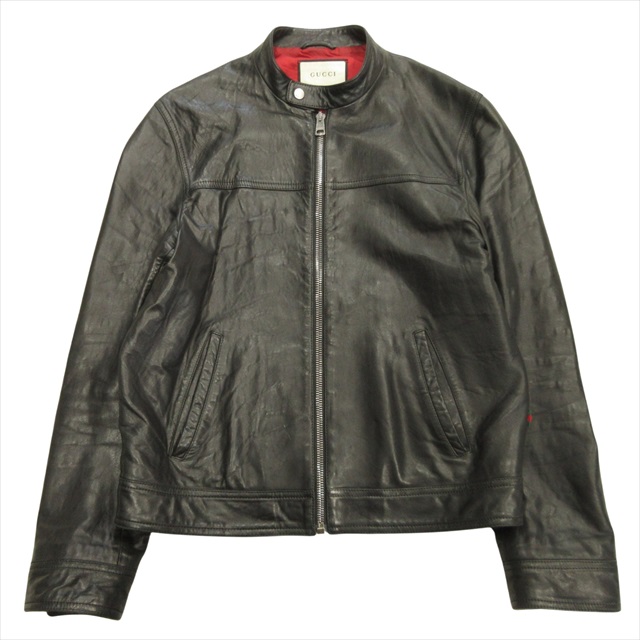 グッチ GUCCI ラムレザー シングル ライダース ジャケット ブルゾン 羊 