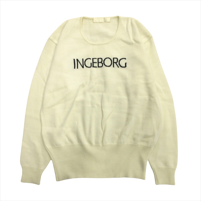 90aw インゲボルグ INGEBORG ロゴ ニット セーター クルーネック ラム 