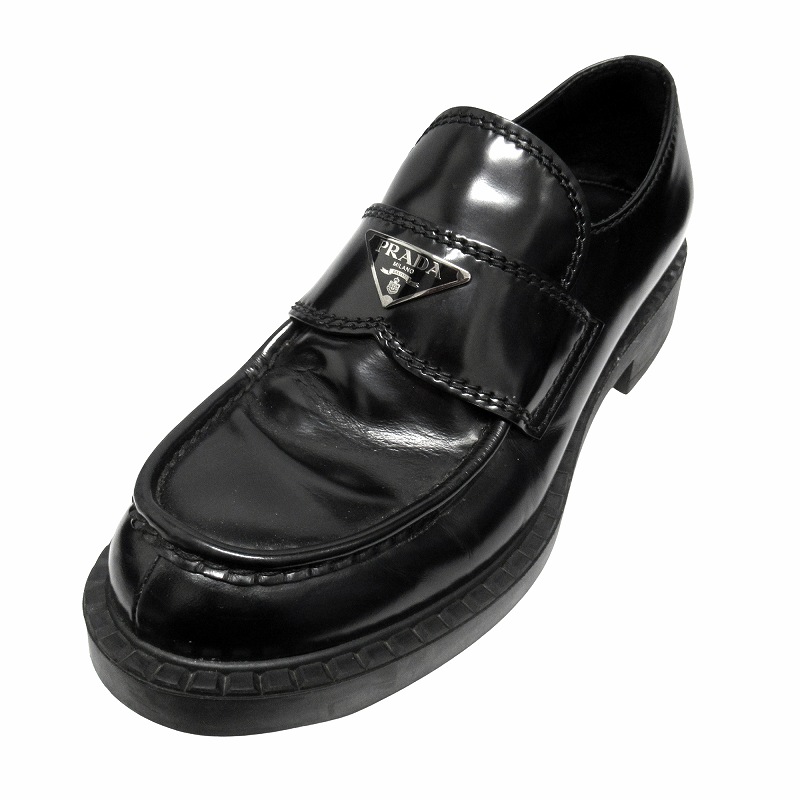 プラダ PRADA チョコレート ブラッシュドレザー ローファー 2DE127 