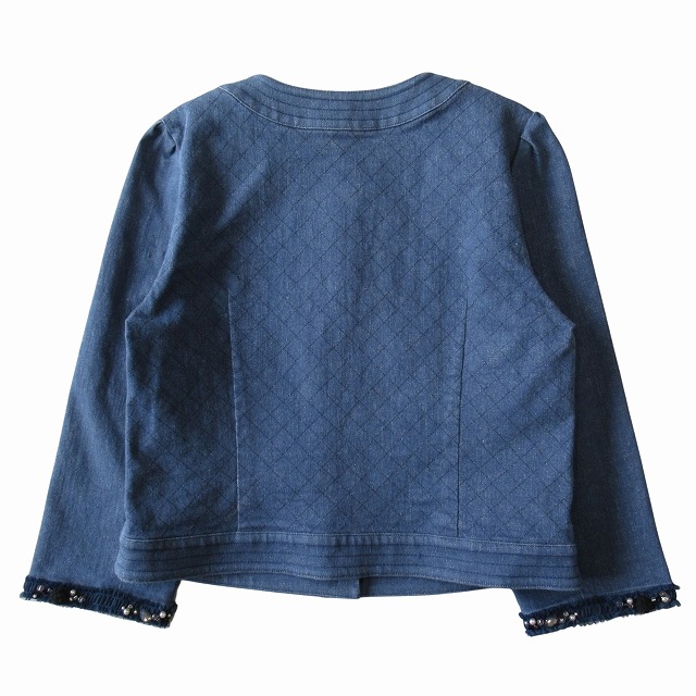 未使用品 トゥービーシック TO BE CHIC ビジュー デニム ノーカラー 