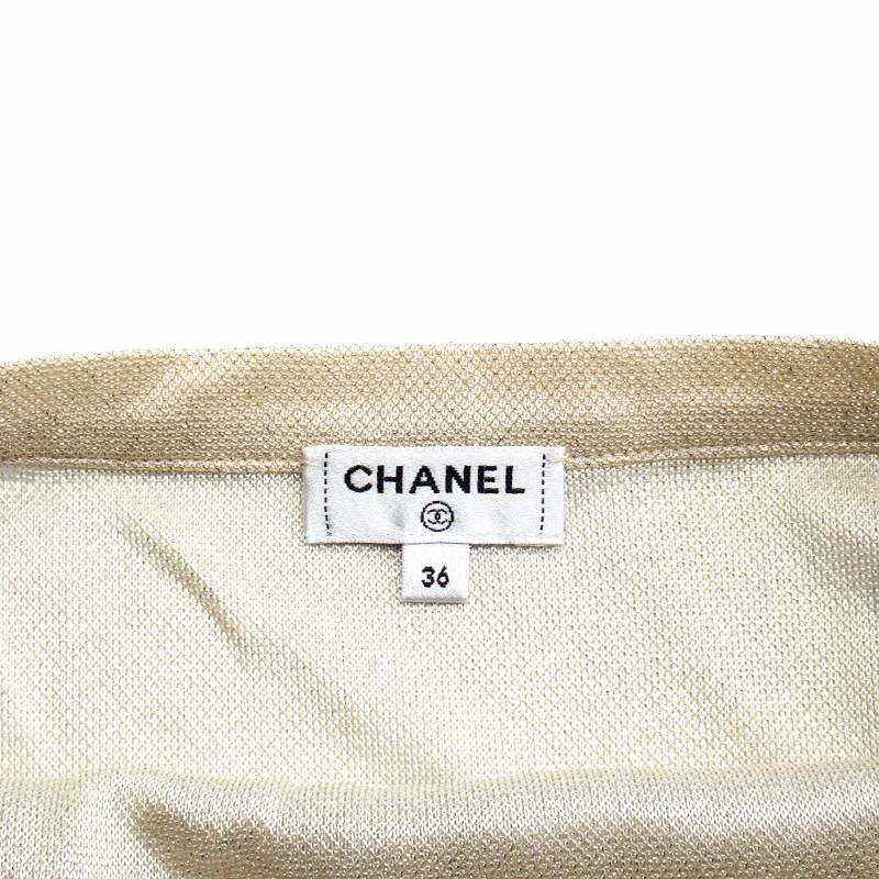 美品 18ss シャネル CHANEL ココマーク ボタン キャミソール ノースリーブ カットソー ラメ P58351P41057 36 シャンパンゴールド ▼５ 美品 18ss シャネル CHANEL ココマーク ボタン キャミソール