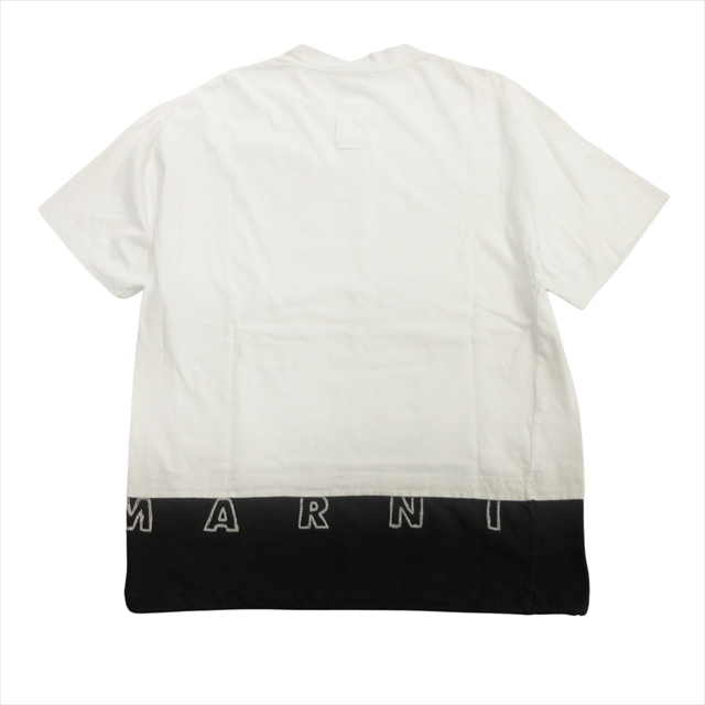 20ss マルニ MARNI バイカラー Tシャツ カットソー ロゴ 刺繍 44 白 