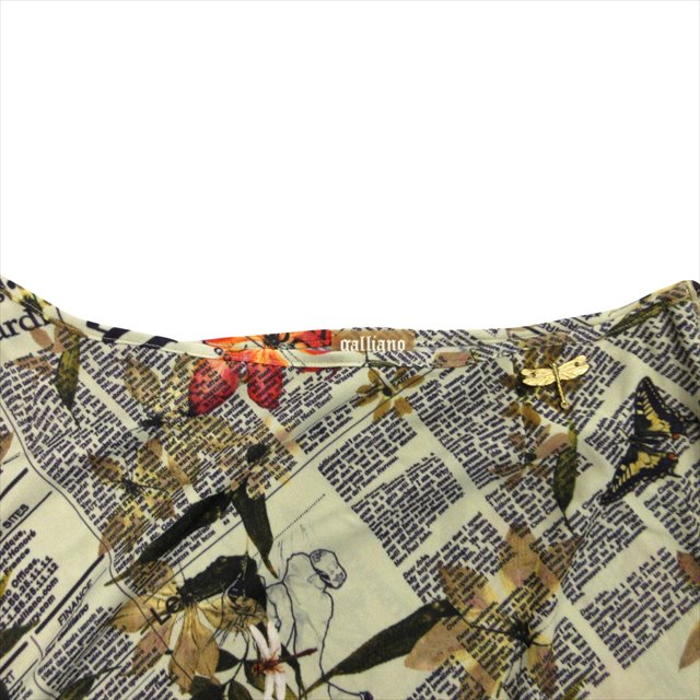 美品 ガリアーノ GALLIANO ニュースペーパー フレア スカート 膝丈 虫  