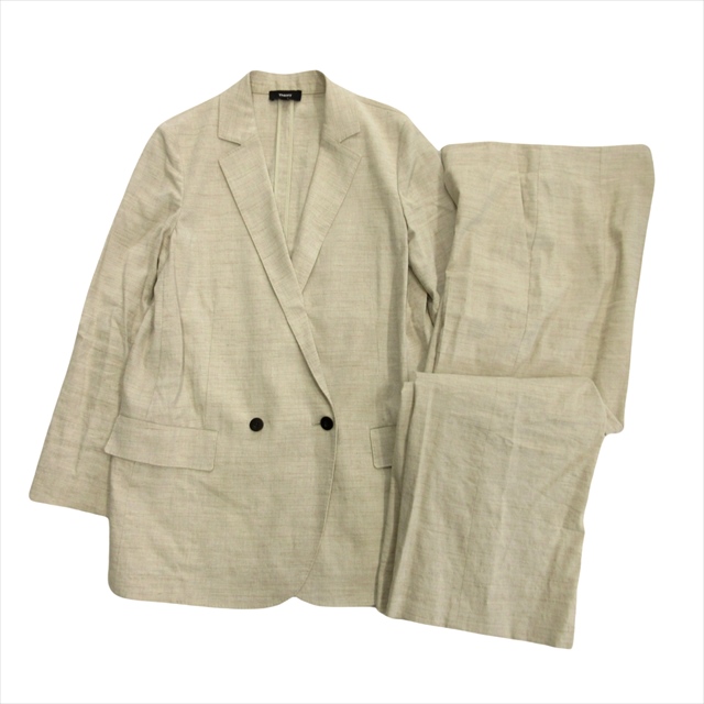 美品 22ss セオリー Theory エコシャークスキン リネン セットアップ  