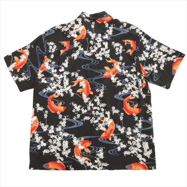 FUKUWA UCHI 柄 シャツ 和柄 アロハシャツ 長袖 Fukuwa uchi 和風アロハシャツ M 長袖フクワウチ 和柄金魚桔梗