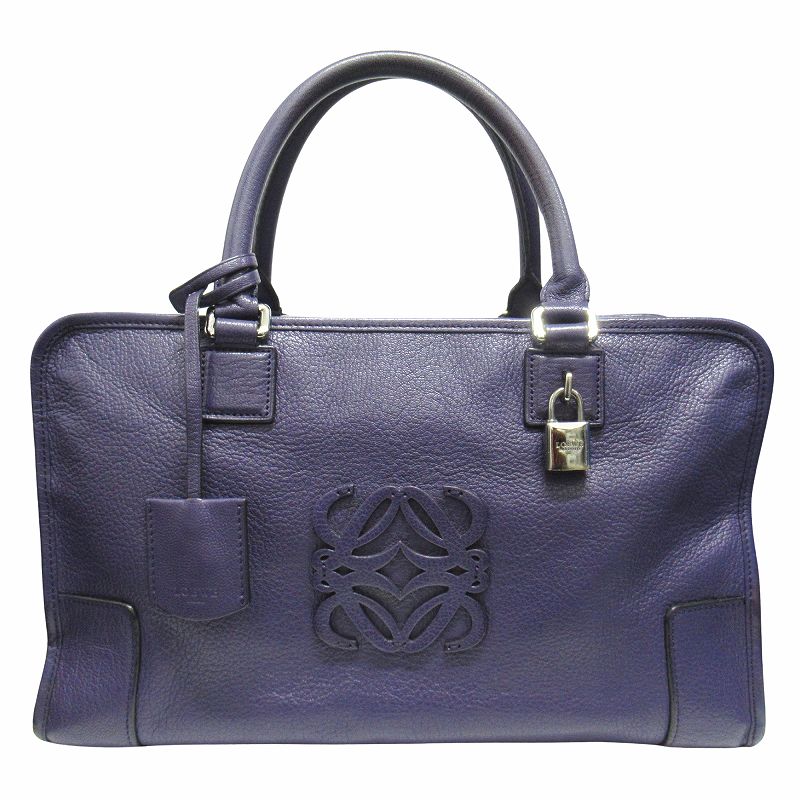 ロエベ アマソナ 36 アナグラム スエード 可愛らし ボストンバッグ 