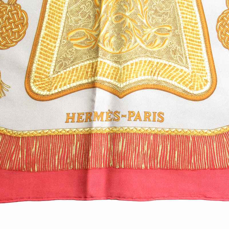 HERMES エルメス カレ90 大判 シルクスカーフ サーベル飾袋 ピンク系
