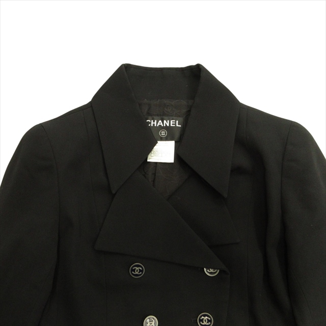 【美品】CHANEL シャネル 01P テーラードジャケット ブラック 美品 01P シャネル CHANEL ダブル テーラード ジャケット ブレザー