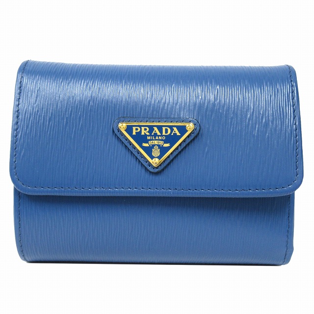 極美品 プラダ PRADA 財布 三つ折り ミニ コンパクト レザー 