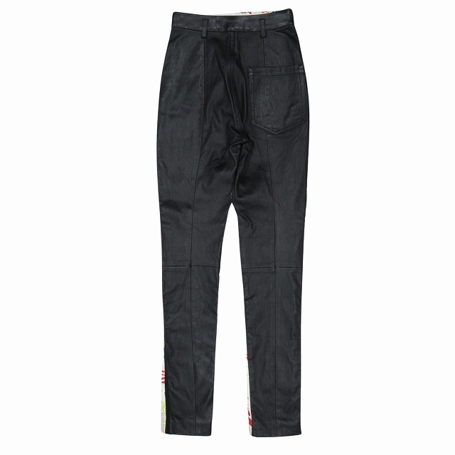 美品 ハイダーアッカーマン Haider Ackermann パネル 花刺繍 レザー