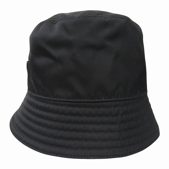 極美品】PRADA 三角 トライアングル ロゴ バケットハット ブラック S