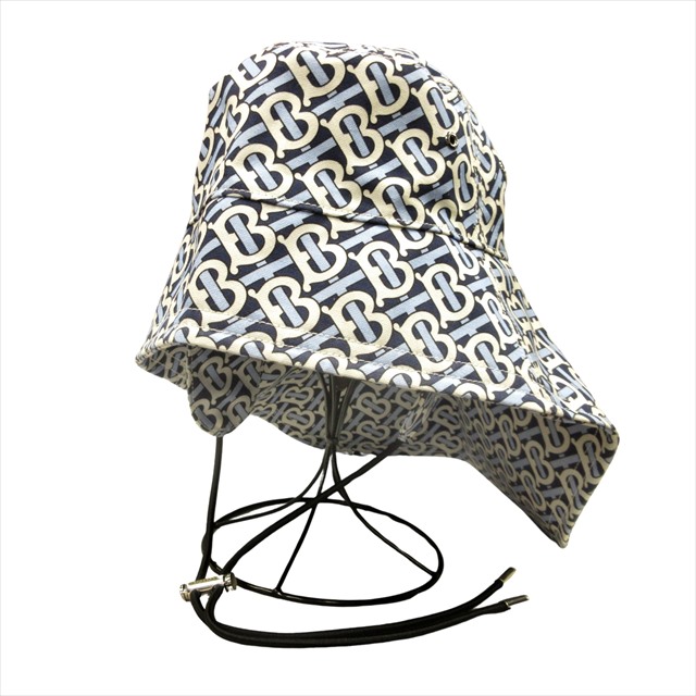 Burberry バケットハット やるせな 青 ロゴプリント