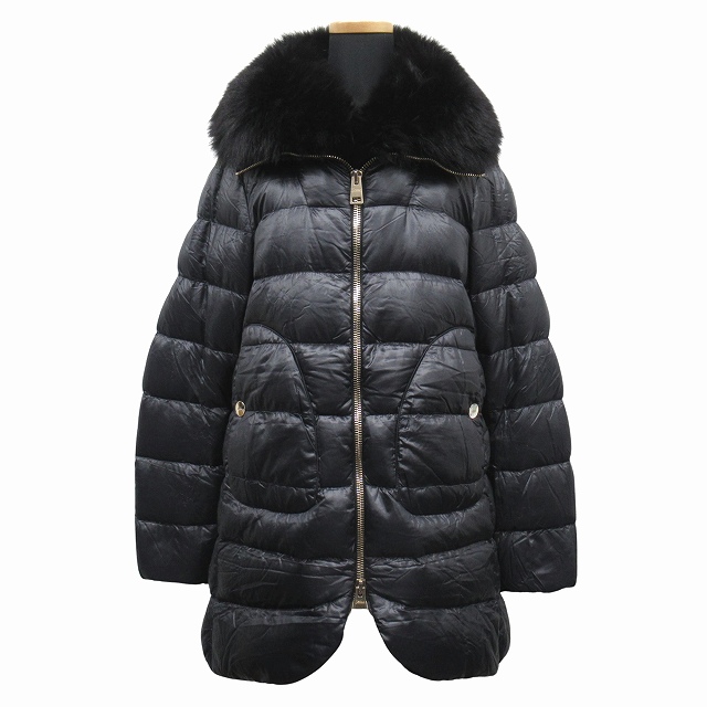 大きいサイズ】ヘルノ ダウンジャケット フォックスファー 黒 44 3L