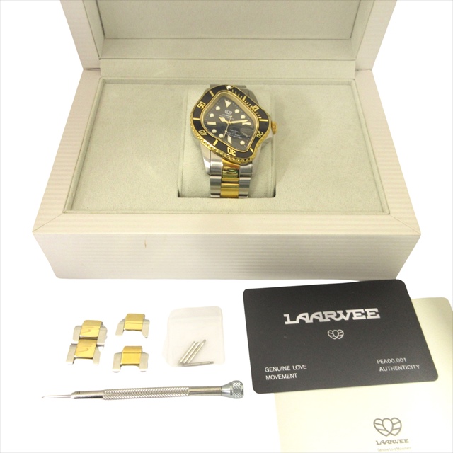 ラーヴィ LAARVEE PEA001 SGBLK 腕時計 自動巻 機械式 デイト 黒 