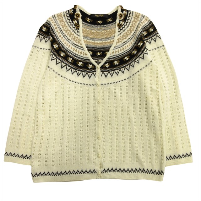 ピンクハウス 白セーター SWAN LAKEモチーフニットカーディガン